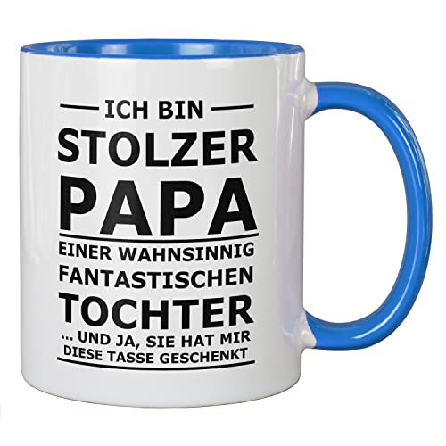 creativgravur Tasse mit Spruch "Stolzer Papa", Kaffeetasse Motiv:07, Kaffeebecher weiß aus Keramik, Frühstückstasse spülmaschinenfest von Geschenkedirekt