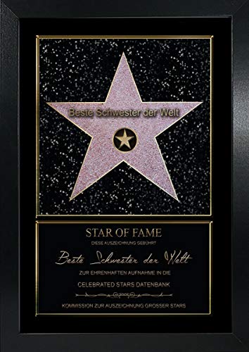 Hollywood Stern im Walk of Fame Stil - Star of Fame Urkunde für Mamas, Papas o. Wunschtext, Motiv:Motiv 03 von Geschenkedirekt