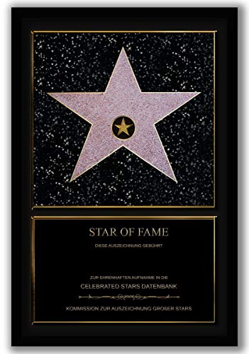 Hollywood Stern im Walk of Fame Stil - Star of Fame Urkunde für Mamas, Papas o. Wunschtext, Motiv:selbst gestalten von Geschenkedirekt