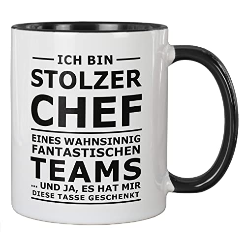 creativgravur Tasse mit Spruch Stolzer Chef, Kaffeetasse Motiv:17, Kaffeebecher weiß aus Keramik, Frühstückstasse spülmaschinenfest von Geschenkedirekt