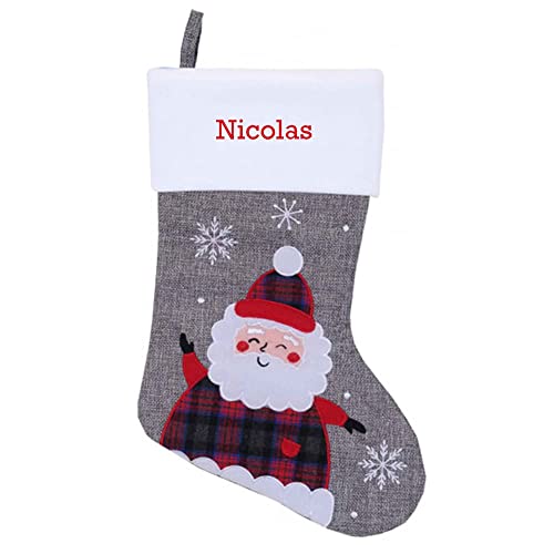 Geschenkegarten Personalisierter Nikolausstiefel Leineneffekt grau (Weihnachtsmann) von Geschenkegarten