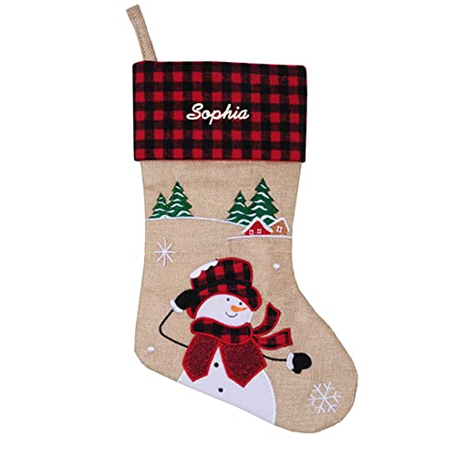 Geschenkegarten Personalisierter Nikolausstiefel schottischer Stil - Weihnachtsdekoration - Namensstickerei - Motiv Schneemann von Geschenkegarten