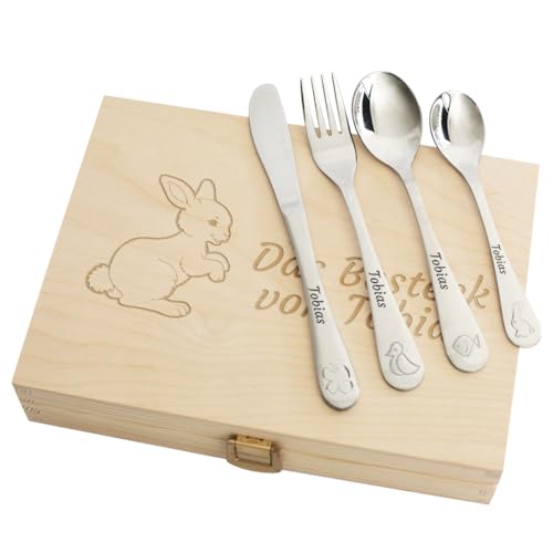 Geschenkegarten Personalisiertes Kinderbesteck-Set - Tiere von Geschenkegarten