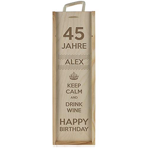 Personalisierte Weinkiste zum Geburtstag - Keep Calm and Drink Wine von Geschenkegarten