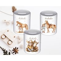 Spardose Mit Namen/Personalisiert Als Geschenk Pferd Pferde Mädchen von Geschenkekastl