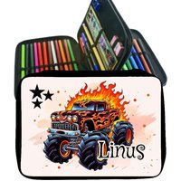 Federmäppchen Mit Name Monster Truck Junge Personalisiert Geschenk Einschulung Geburtstag von Geschenkelaedchen