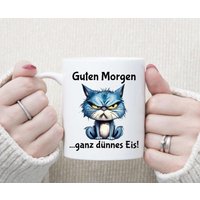 Tasse Spruch Guten Morgen Ganz Dünnes Eis Personalisiert Lustig Witzig Humorvoll Geschenkidee Emaille Keramik von Geschenkelaedchen