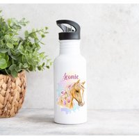 Trinkflasche Mit Name Pferd Mädchen Kindertrinkflasche Geschenkidee Einschulung Geburtstag Edelstahl von Geschenkelaedchen