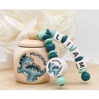 Zahndose Milchzahndose Mit Namen Junge Dinosaurier Geschenk Einschulung Geburtstag Zähnchen Zahnfee Zahnbox von Geschenkelaedchen