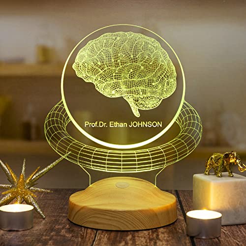Geschenkelampe Personalisierte Geschenke 3D Led Lampe Abschiedsgeschenk für Arbeitskollegen Kollegin Artzt Krankenschwester Psychologe Zahnarzt Apotheker (Gehirn) von Geschenkelampe