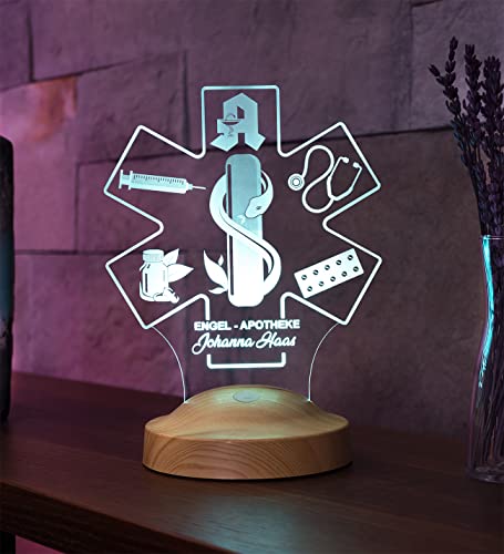 Geschenkelampe Apothekerin Personalisierte mit Namen Gravur Geschenke 3D Led Lampe Abschiedsgeschenk für Arbeitskollegen Kollegin Name Arbeit Praxis von Geschenkelampe