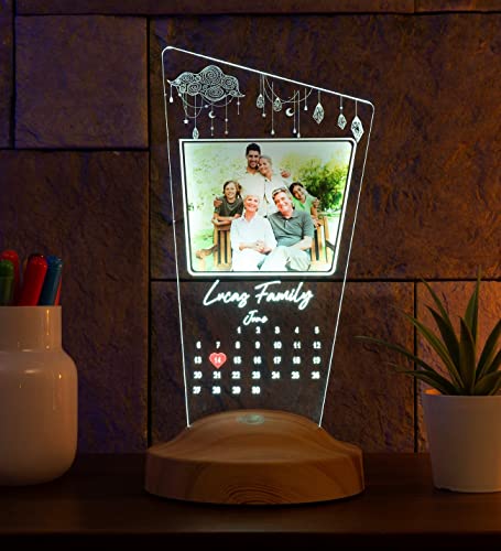 Geschenkelampe Fotogeschenk Personalisierbar mit eigenem Foto und Text in 3D Bilder Led Motiv Lampe gravieren hochzeit Herz (Fotokalender) von Geschenkelampe