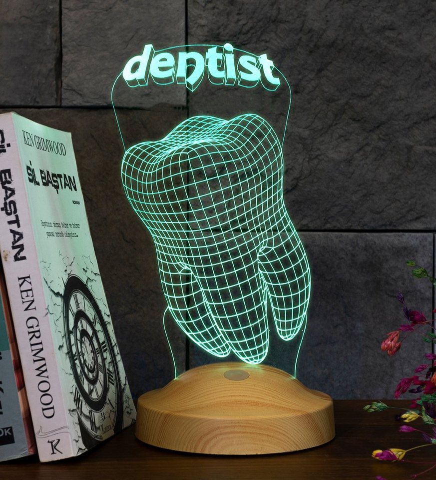 Geschenkelampe LED Nachttischlampe Dentist 3D Bürolicht Geschenk für Zahnarzt und Praxis, Leuchte 7 Farben fest integriert, Medizin, Dentist Beruf Geschenke von Geschenkelampe