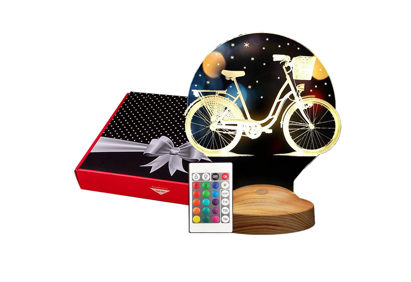 Geschenkelampe LED Nachttischlampe Fahrrad Gravur 3D Lampe Geschenke für Fahrrad Liebhaber, Leuchte 7 Farben fest integriert, Geschenk für Frauen, Mädchen, Freundin von Geschenkelampe