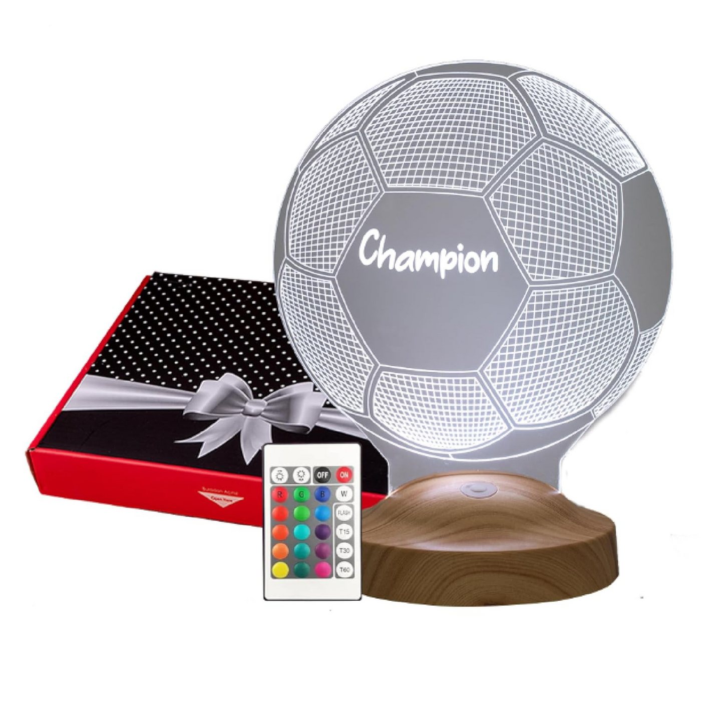 Geschenkelampe LED Nachttischlampe Fußball 3D Nachtlicht Geburtstagsgeschenk für Fussball Fans, Leuchte 7 Farben fest integriert, Geschenk für Jungen, Fußballspieler von Geschenkelampe