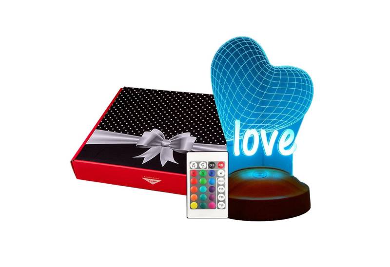 Geschenkelampe LED Nachttischlampe Herz Liebe Gravur mehrfarbige 3D Nachtlicht Valentinstagsgeschenk, Farbwechsel, Leuchte 7 Farben fest integriert, Valentinstagsgeschenk für Freundin, Sie, Ehefrau, Verlobte von Geschenkelampe