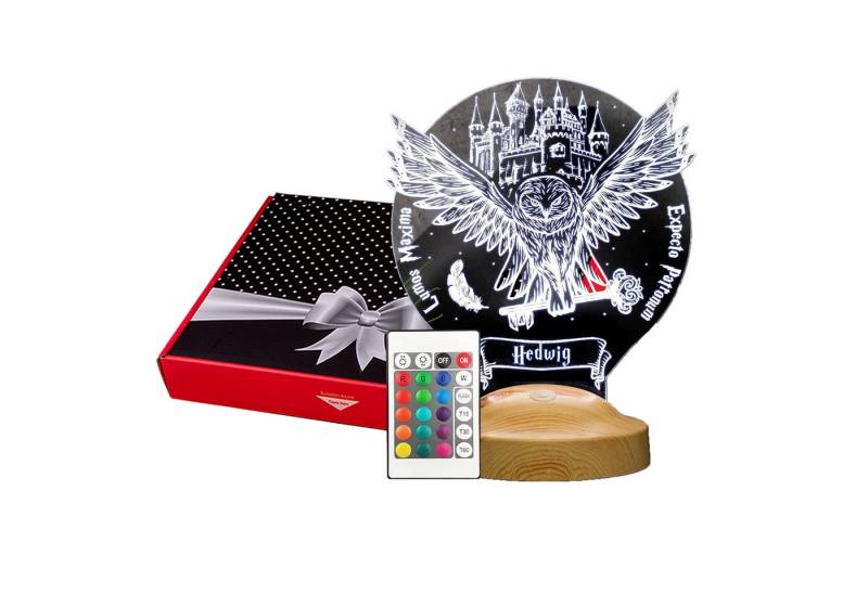 Geschenkelampe LED Nachttischlampe Hedwig Harry Potter Eule Lampe mit 3D Gravur Nachtlicht, Leuchte 7 Farben fest integriert, Geburtstagsgeschenk für Freunde, Enkel, Mädchen, Jungs, Freunde von Geschenkelampe