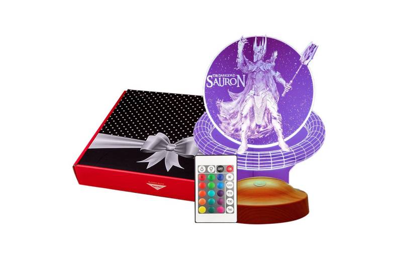 Geschenkelampe LED Nachttischlampe Sauron Herr der Ringe 3D mehrfarbige Gravur Nachtlicht, Leuchte 7 Farben fest integriert, Geburtstagsgeschenk für Freunde, Mädchen, Jungen, Herr der Ringe Fans von Geschenkelampe