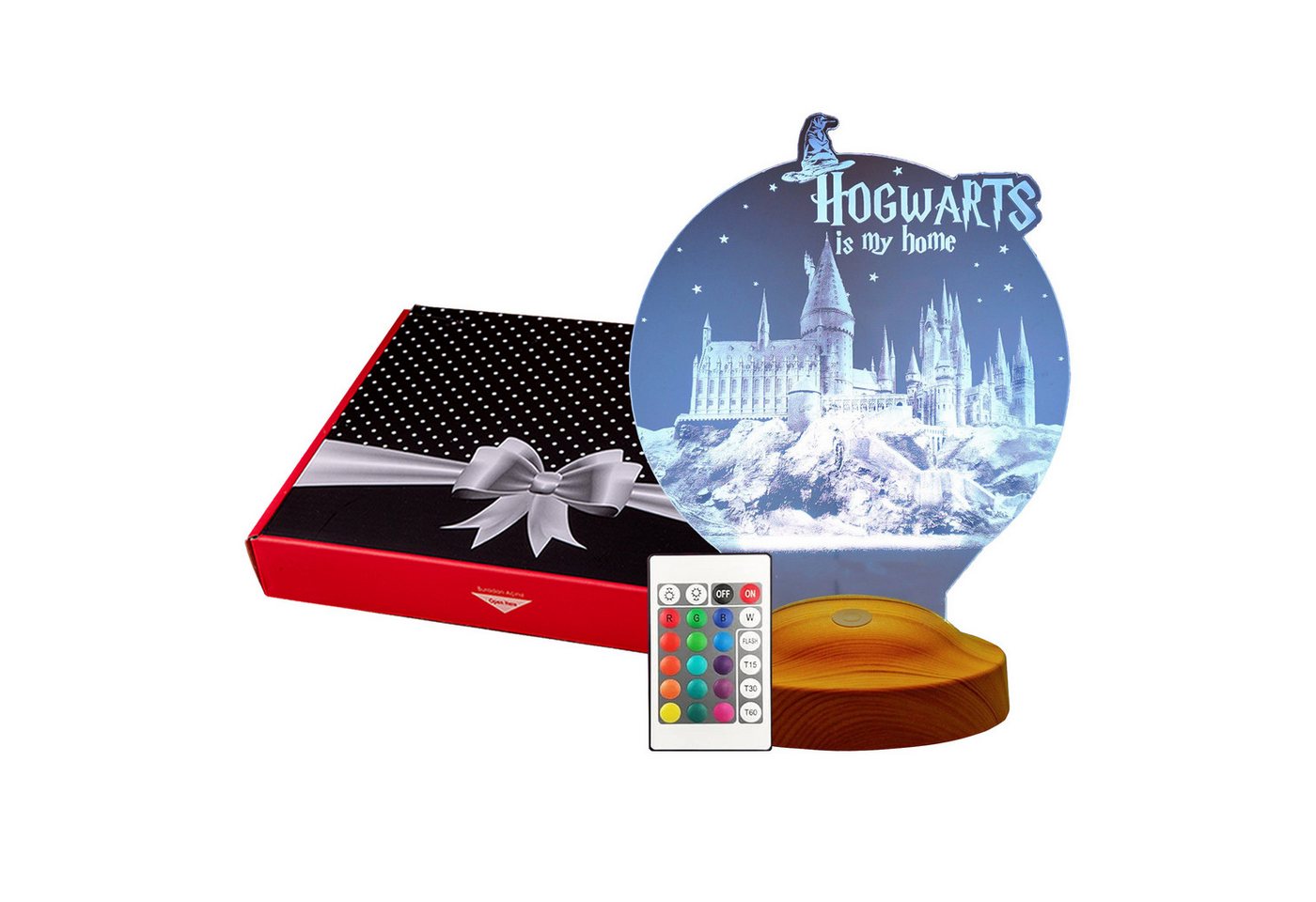 Geschenkelampe LED Nachttischlampe Hogwarts Harry Potter 3D mehrfarbiges Nachtlicht Geschenke für Kinder, Leuchte 7 Farben fest integriert, Geburtstagsgeschenk für Freunde, Mädchen, Jungen, HP Fans, Kollegen von Geschenkelampe