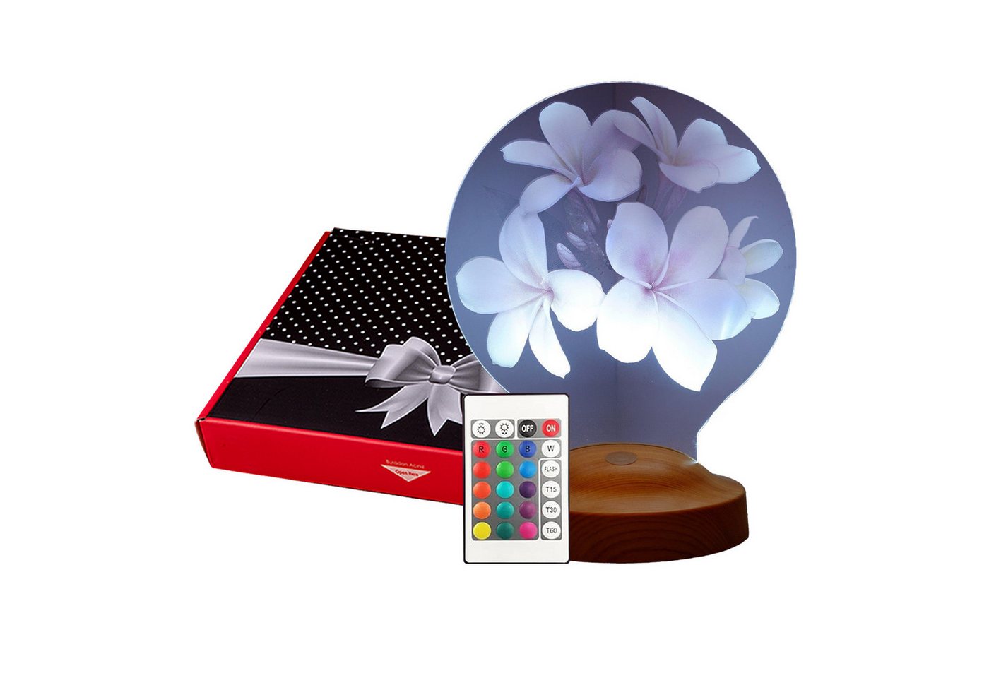 Geschenkelampe LED Nachttischlampe Plumeria Blumen 3D mehrfarbige Nachttischlampe Muttertag, Leuchte 7 Farben fest integriert, Muttertagsgeschenke für Mama, Ehefrau, Freundin, Oma, Kollegin von Geschenkelampe