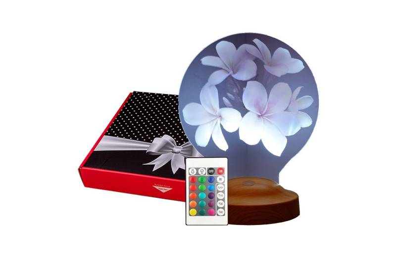 Geschenkelampe LED Nachttischlampe Plumeria Blumen 3D mehrfarbige Nachttischlampe Muttertag, Valentinstag, Leuchte 7 Farben fest integriert, Valentinstagsgeschenk für Freundin, Kollegin, Ehefrau, Partnerin von Geschenkelampe