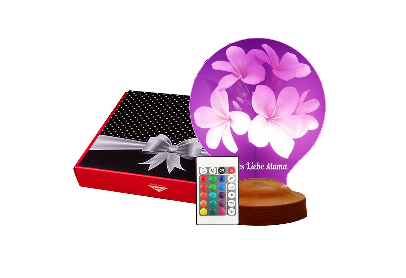 Geschenkelampe LED Nachttischlampe Plumeria Blumen Personalisierte Geschenke für Mama, Leuchte 7 Farben fest integriert, Geschenk für Muttertag, beste Mama der Welt, Mama, Frau, Oma, Mom von Geschenkelampe