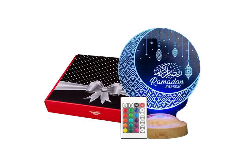 Geschenkelampe LED Nachttischlampe Ramadan Kareem Islamische Deko Geschenk für Muslimischen Freunde, Leuchte 7 Farben fest integriert, Allah Islamisches Kalligraphie, Ramadan Geschenk, Ramadan Deko von Geschenkelampe