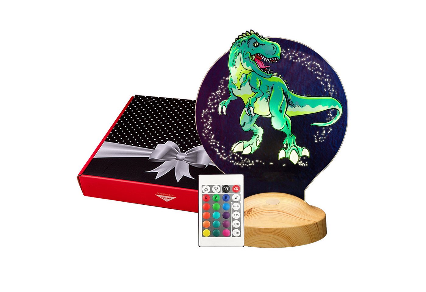 Geschenkelampe LED Nachttischlampe T-REX Dinosaurier Lampe mit UV-Druck 3D Nachtlicht für Dino-Fans, Leuchte 7 Farben fest integriert, Geburtstagsgeschenk für Babys, Freunde, Mädchen, Jungen von Geschenkelampe