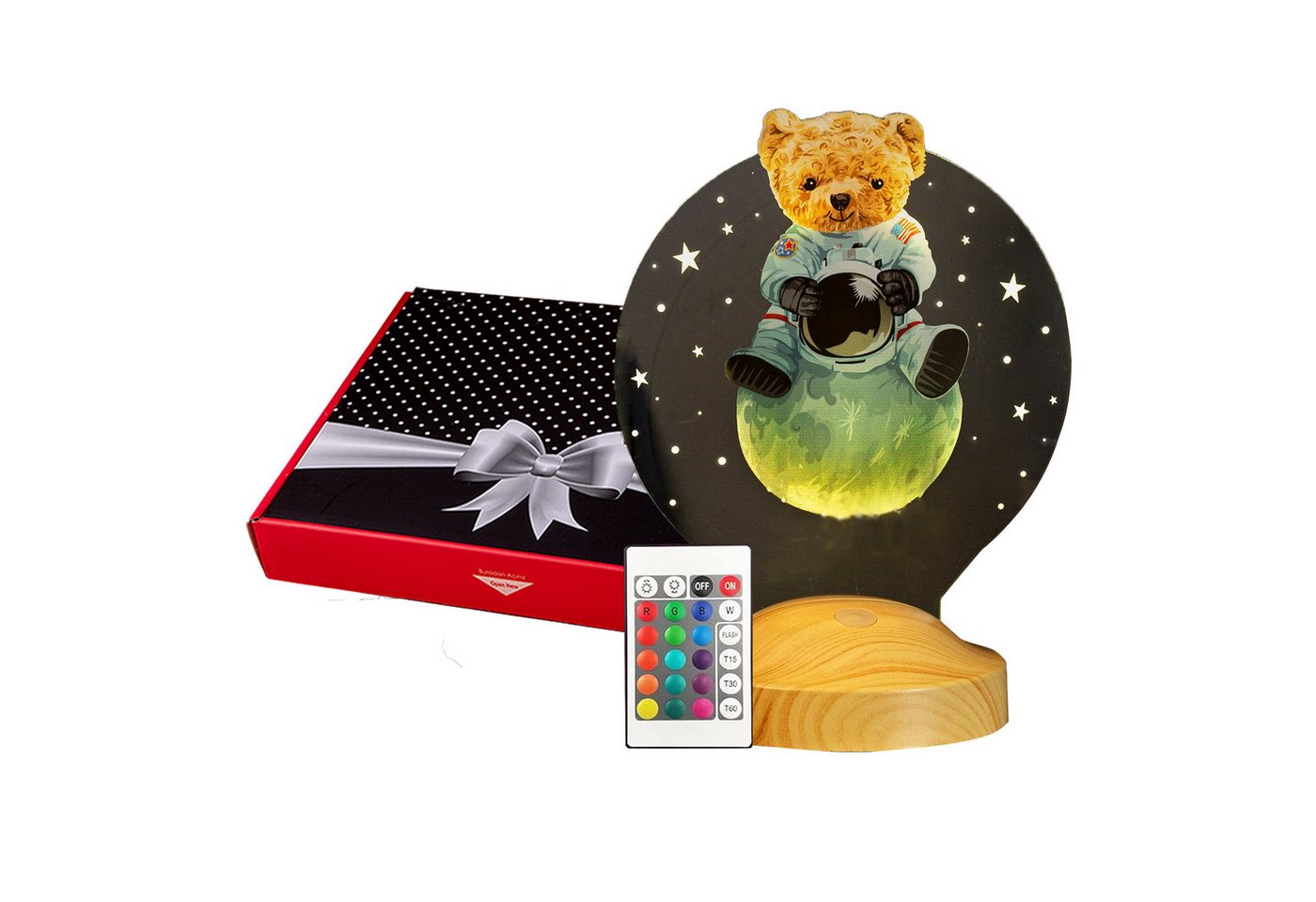 Geschenkelampe Nachttischlampe Teddybär Geschenke Teddybaer 3D Licht UV Druck Geburtstagsgeschenk, Leuchte 7 Farben fest integriert, Geschenk für Kinder, Babys, Mädchen, Jungen von Geschenkelampe