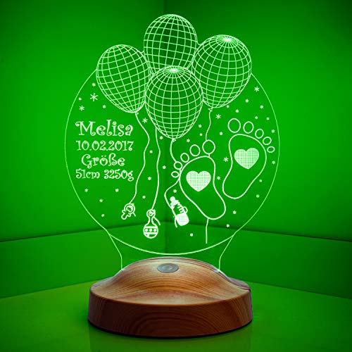 Geschenkelampe LED-Nachtlicht – Individuelle Acryl-Lampe für Babys und Kinder –zur Geburt oder Weihnachten (Geburt) von Geschenkelampe