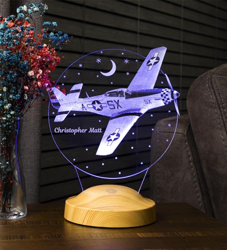 Geschenkelampe LED-Nachtlicht – Individuelle Acryl-Lampe für Babys und Kinder –zur Geburt oder Weihnachten (Flugzeug) von Geschenkelampe
