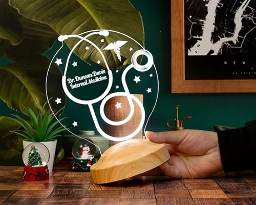 Geschenkelampe Personalisierte Geschenke Stethoskop 3D Led Lampe Abschiedsgeschenk Arbeitskollegen Kollegin Name Arbeit Praxis Artzt Krankenschwester von Geschenkelampe