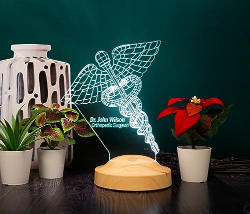 Geschenkelampe Personalisierte Geschenke Medizinsymbol 3D Led Lampe Praxis Artzt Krankenschwester Zahnarzt Apotheker von Geschenkelampe