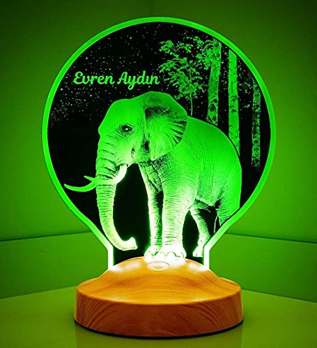 Geschenkelampe für Tierliebhaber mit Gravur Personalisiert Delphin Pferd Elefant Hirsch Deko Lampe von Geschenkelampe