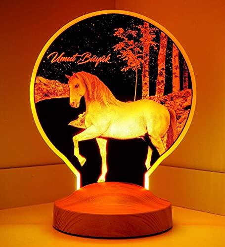 Geschenkelampe für Tierliebhaber mit Gravur Personalisiert Delphin Pferd Elefant Hirsch Deko Lampe von Geschenkelampe