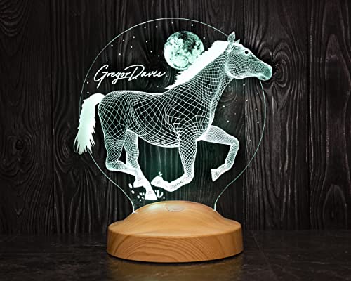 Geschenkelampe für Tierliebhaber mit Gravur Personalisiert Delphin Pferd Elefant Hirsch Deko Lampe von Geschenkelampe