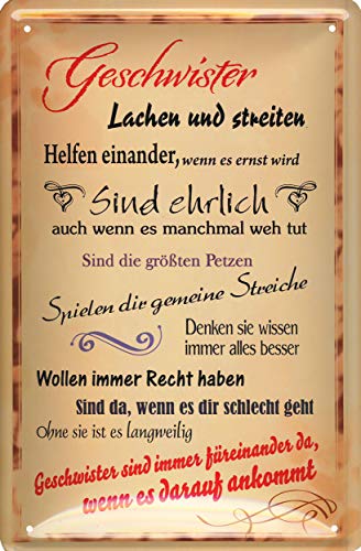 Blechschild 20x30cm Geschwister lachen und streiten ... von Geschenkeparadies 24