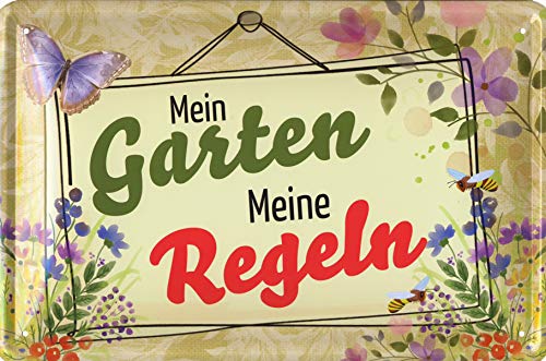 Blechschild Mein Garten Meine Regeln von Geschenkeparadies 24