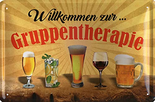 Deko Blechschild 20x30cm Willkommen zur... Gruppentherapie von Geschenkeparadies 24