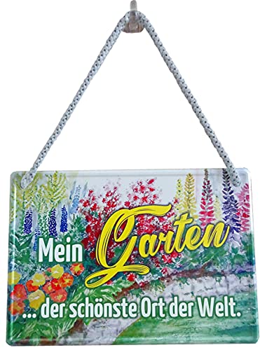 Garten Gärtner Blechschild Hängeschild 16x11cm Mein Garten der schönste Ort der Welt. von Geschenkeparadies 24