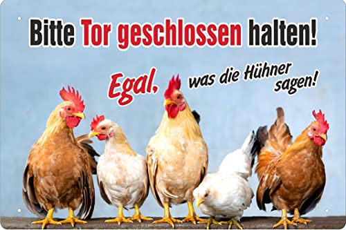 Geschenkeparadies 24 Blechschild Bitte Tor geschlossen halten Egal was die Hühner Sagen von Geschenkeparadies 24