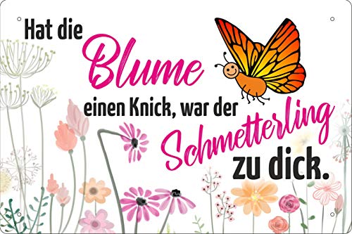 Geschenkeparadies 24 Blechschild Hat die Blume einen Knick, war der Schmetterling zu dick. von Geschenkeparadies 24