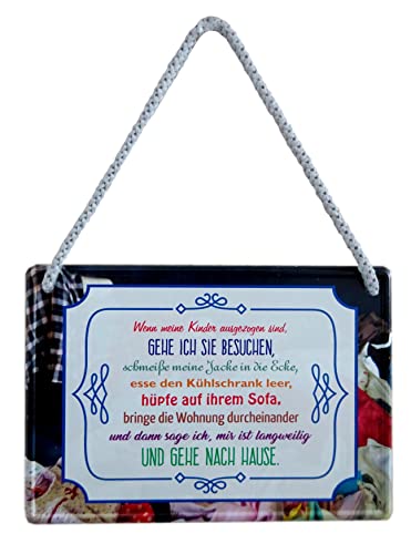 Geschenkeparadies 24 Blechschild mit Kordel 16x11cm Wenn Meine Kinder ausgezogen sind... von Geschenkeparadies 24