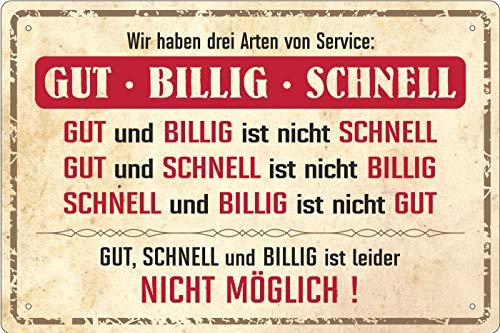 Geschenkeparadies 24 Deko Blechschild 20x30cm 3 Arten Von Service Gut Billig Schnell von Geschenkeparadies 24