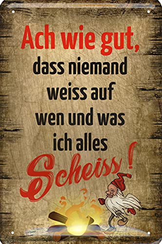Geschenkeparadies 24 Deko Blechschild 20x30cm ACH wie gut DASS niemand Weiss auf Wen und was ich Alles Scheiss Geschenkeparadies 24 Deko Blechschild 20x30cm ACH wie gut DASS niemand Weiss auf Wen und was ich Alles Scheiss von Geschenkeparadies 24