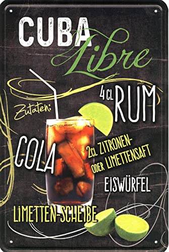 Geschenkeparadies 24 Deko Blechschild 20x30cm Cuba Libre Rezept von Geschenkeparadies 24