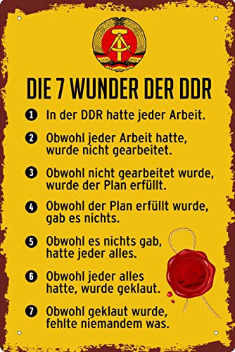 Geschenkeparadies 24 Deko Blechschild 20x30cm Die 7 Wunder der DDR von Geschenkeparadies 24