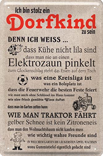 Geschenkeparadies 24 Deko Blechschild 20x30cm Dorfkind Elektrozaun pinkelt von Geschenkeparadies 24