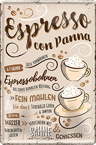 Geschenkeparadies 24 Deko Blechschild 20x30cm Espresso Con Panna von Geschenkeparadies 24