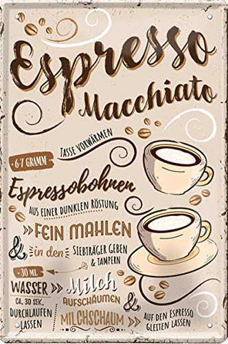 Geschenkeparadies 24 Deko Blechschild 20x30cm Espresso Macchiato von Geschenkeparadies 24